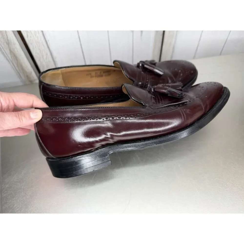 Johnston & Murphy Tassel Loafers Mens 10.5 Burgundy Leather Shoes